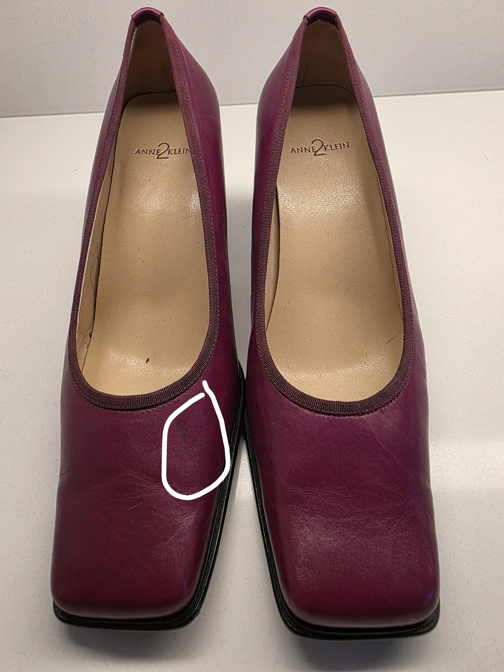 Anne Klein Plum Leather Square-Toe Pumps